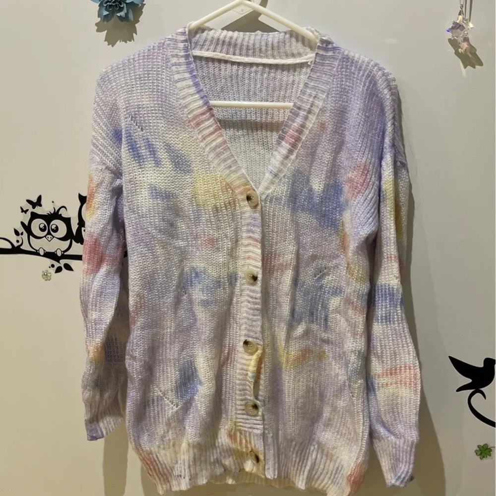 Rainbow color cardigan, perfect for the Fall